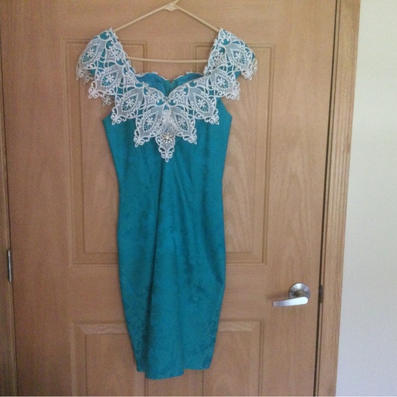 Vintage 80’s Scott McClintock Off Shoulder  Dress Size 8 - Picture 1 of 5